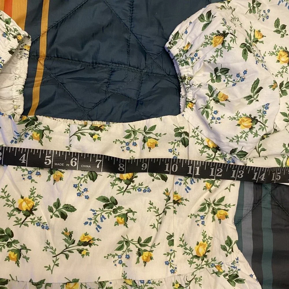 Faithfull the Brand Quincy Crop Top Large US 8 Bendita Floral Print White Puff - Picture 10 of 12